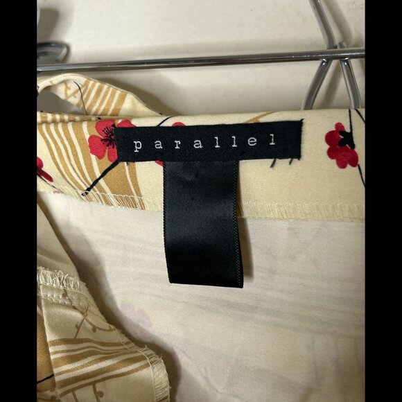 PARALLEL Super Sexy Racerback Top Cream Red Cherry Blossoms XS - Picture 3 of 3